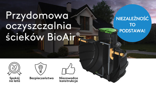 Oczyszczalnia biologiczna Kingspan BioAir ®3 do 9 RLM zewnętrzna zaintegrowana pompownia IPS