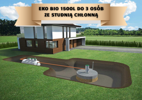 Przydomowe oczyszczalnie ścieków: Oczyszczalnia biologiczna EKO-BIO 1500l do 3 osób ze studnią chłonną