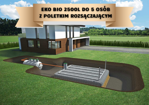 Przydomowe oczyszczalnie ścieków: Oczyszczalnia biologiczna EKO-BIO 2500l do 5 osób z poletkiem rozsączającym
