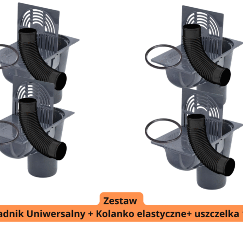 Zestaw GALECO – 4x Osadnik Uniwersalny( Grafit) + Kolanko Elastyczne + Uszczelka