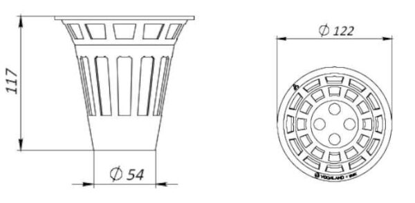 Wpust ogrodowy plastikowy Vodaland bez dna, z rusztem plastikowym